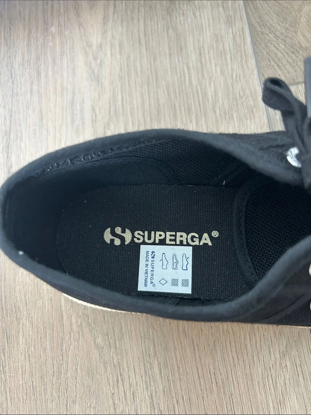 Superga Black Canvas Low-Top Sneakers with Cream Sole